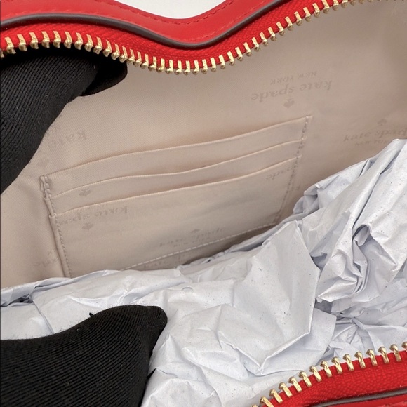 Kate Spade Love Shack Quilted 3D Heart Crossbody Ruby Red - Picture 9 of 16